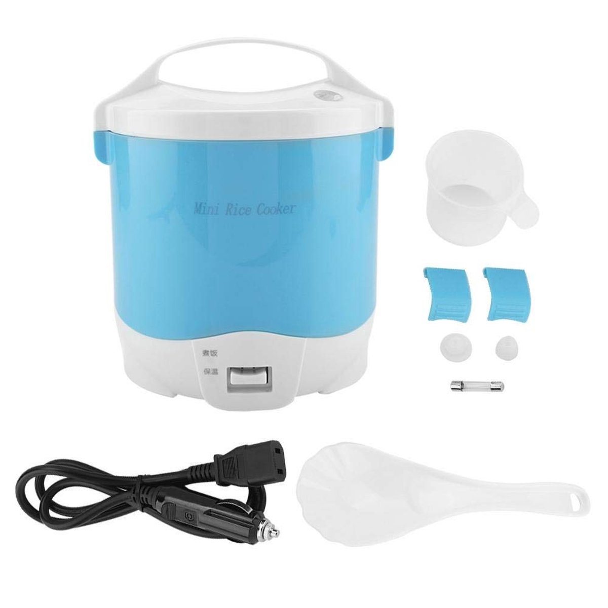 Dailygoods - Dailygoody - Mini Rijstkoker 1.6L - Elektrische Stoomboot - Draagbare Voedselverwarmer - Blauw - Perfect voor onderweg - Inclusief accessoires