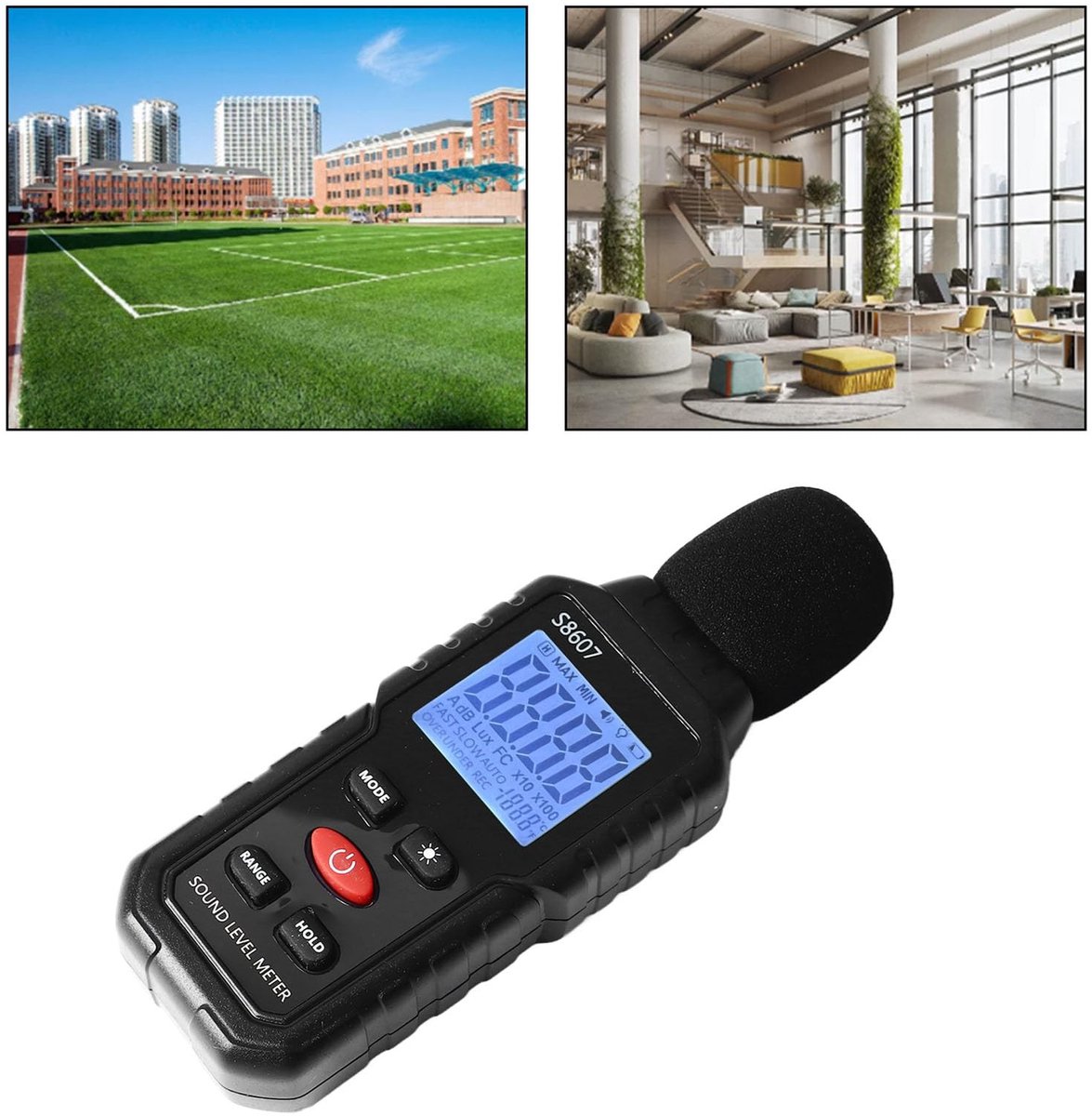 Dailygoody - Decibelmeter - Geluidsniveaumeter - LCD-scherm met achtergrondverlichting - 30 tot 130 DB - Geluidsmeter voor nauwkeurige metingen - Gesc..