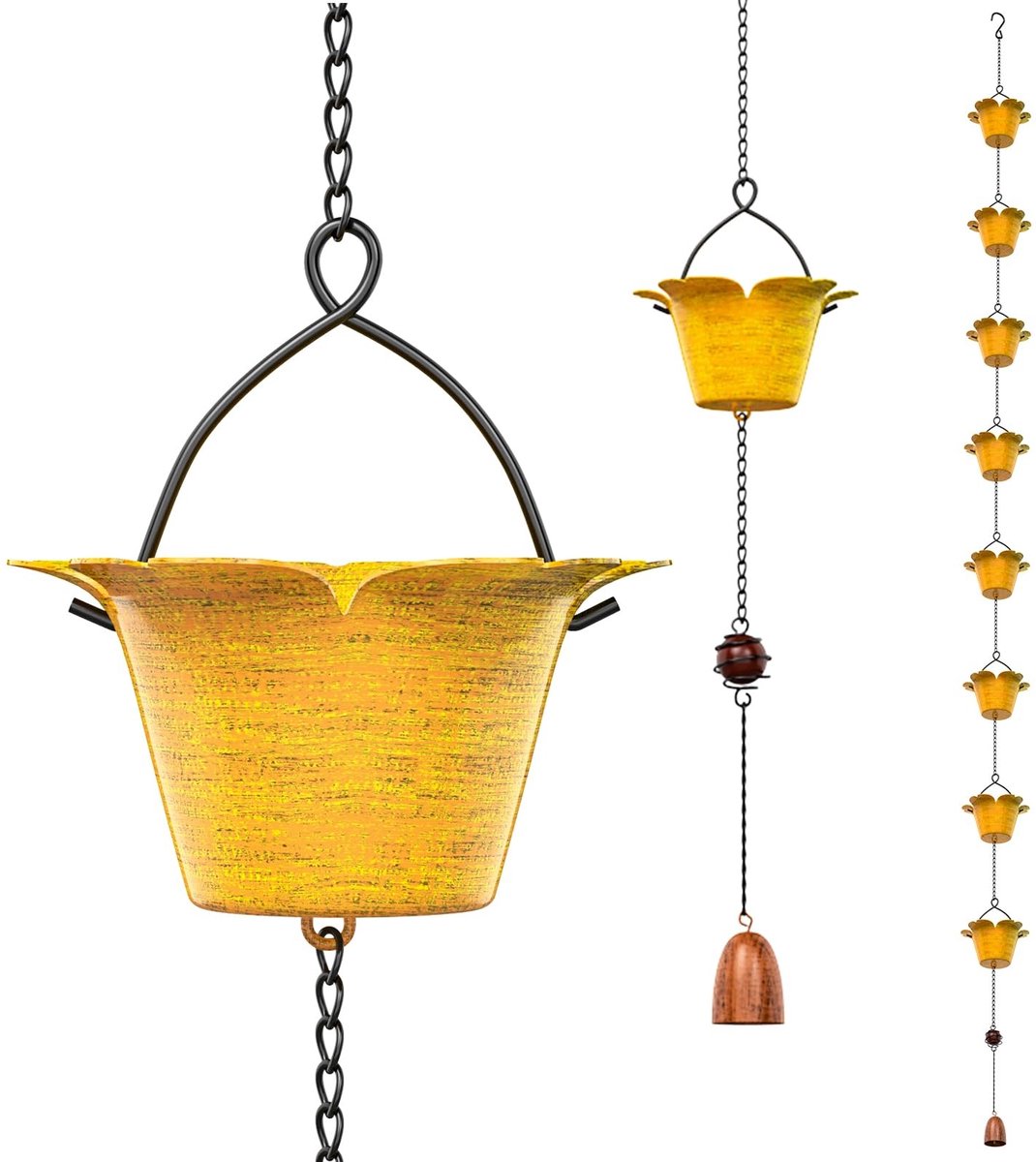 Dailygoody - Regenketting - Decoratieve regenpijp - Functioneel en decoratief - Geel - Ver
