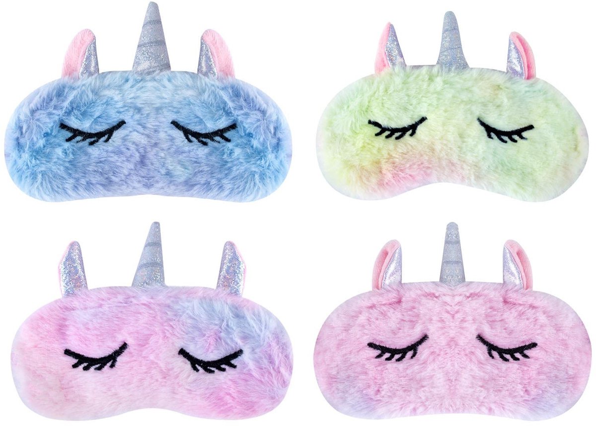 Dailygoody - Slaapmaskers - Comfortabele pluche oogmaskers - Perfect voor reizen - Geschikt voor kinderen en volwassenen - 4-pack