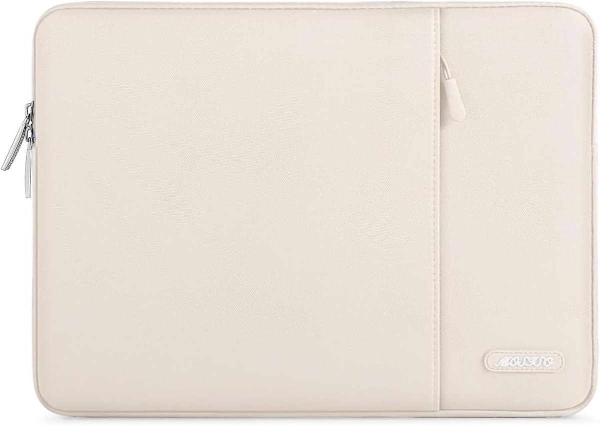 MOSISO Laptophoes tas 16 inch, 15-15,6 inch laptoptas, compatibel met MacBook Pro 16" M5 M4 M3 M2 M1, Lenovo HP Acer Dell ASUS, polyester verticale laptophoes met voorvak, zand