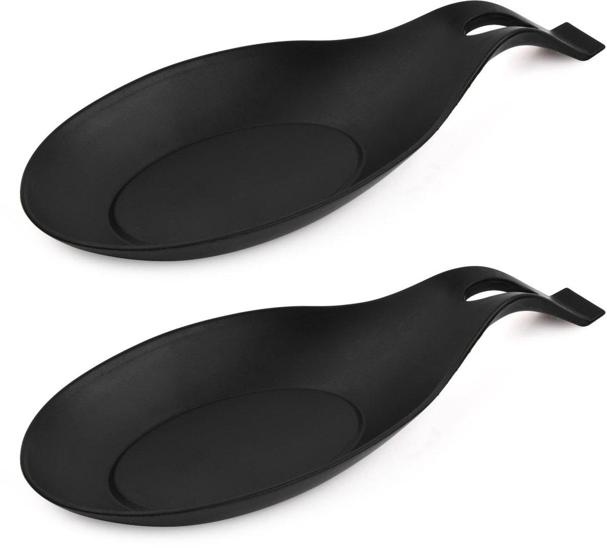 Dailygoods - Dailygoody - Lepelsteun - Siliconen Houder - Herbruikbaar Keukengerei - Zwart - Amandelvorm - Voor Spatels en Kookgerei - 2 Stuks