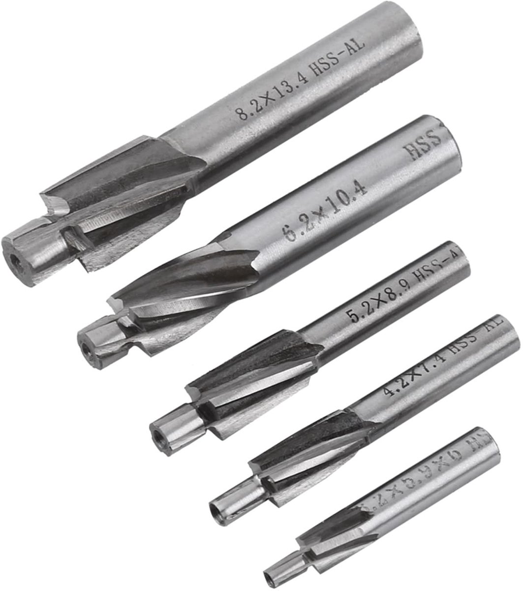 Dailygoods - Dailygoody - Countersink Frees 5-delige Set HSS-AL M3-M8 4 Fluiten