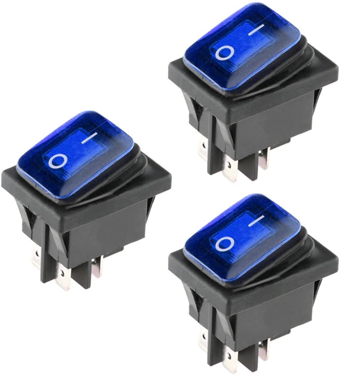 Dailygoods - Dailygoody - Ronde Car Rocker Switch - Waterdicht - 12V 20A - Blauw Indicatie LED - Geschikt voor Auto's en Boten - Hoogwaardige schakelaar