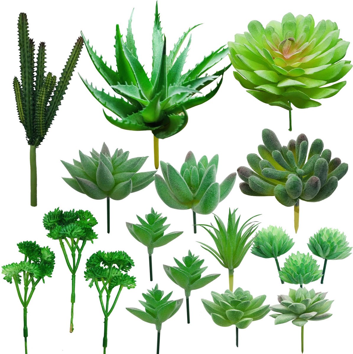 Dailygoods - Dailygoody - Kunstmatige Vetplanten Set - 18 Stuks - Realistische Look - Groen - Decoratieve Planten - Geschikt voor Binnen en Buiten - Tuinaccessoires