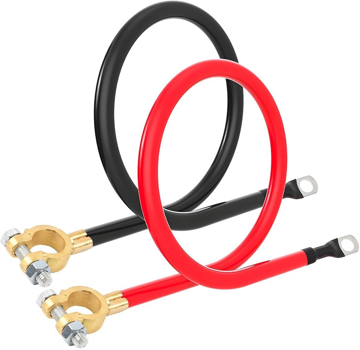 Dailygoods - Dailygoody - Batterij-omvormerkabel - Accu kabels - 50 cm - Positieve kabel 35 mm² - Koper ogen - Geschikt voor auto’s - Zwart en Rood