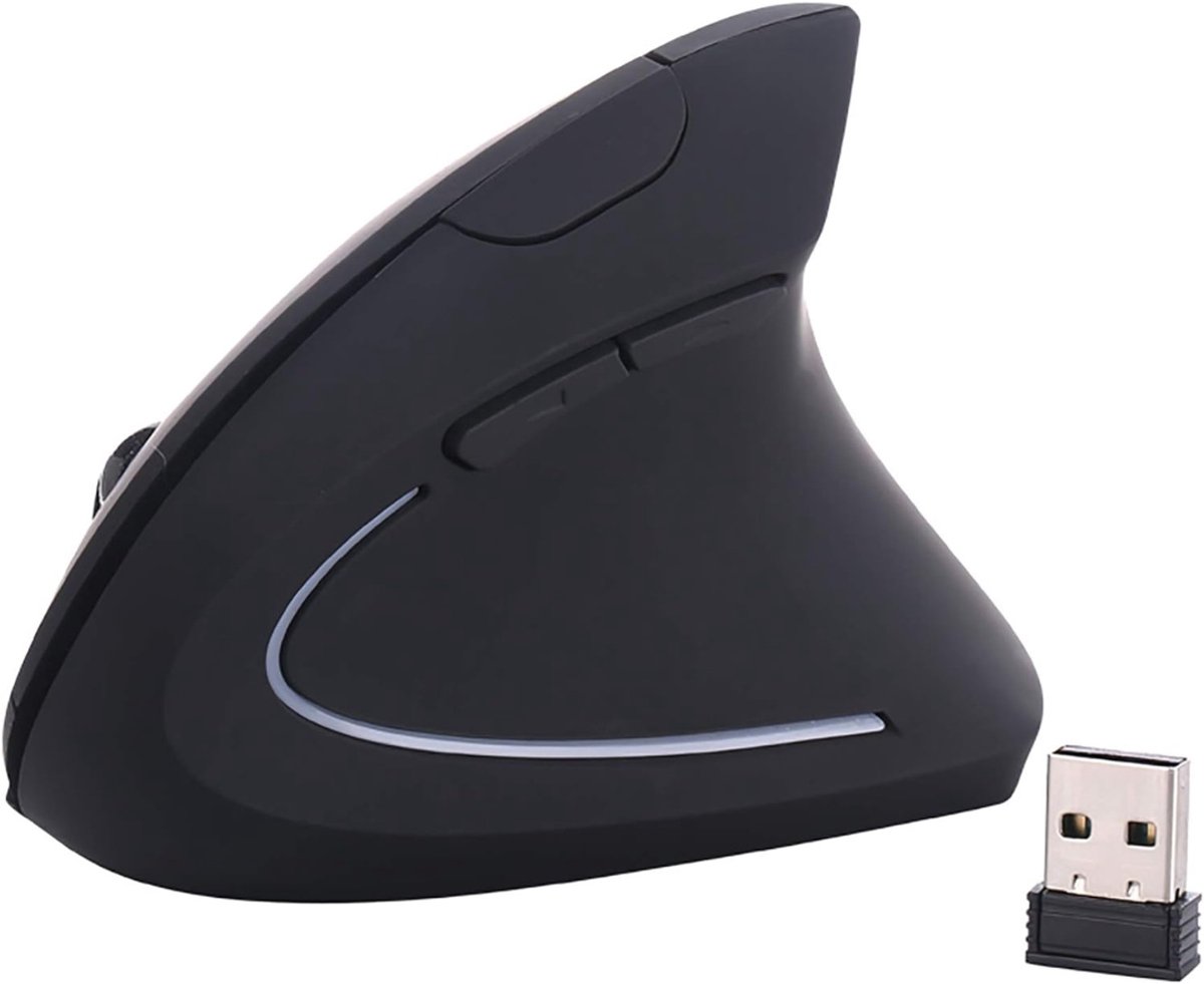 HEZIVO® Verticale Muis - Ergonomische Computermuis - Rechtshandig - Draadloos - Hoge Precisie - 1600 dpi - Zwart