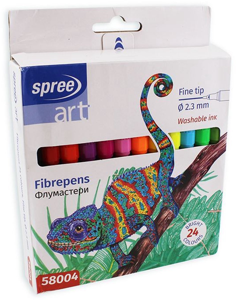 Harlekijn viltstiften set 24 kleuren - dunne punt 2,3 mm - 14,3 cm.