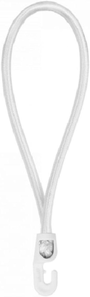 Rubberen Spankabel - Elastisch Koord - Bagage Zekeren - Met Antiglij Knop - 25 cm - Wit