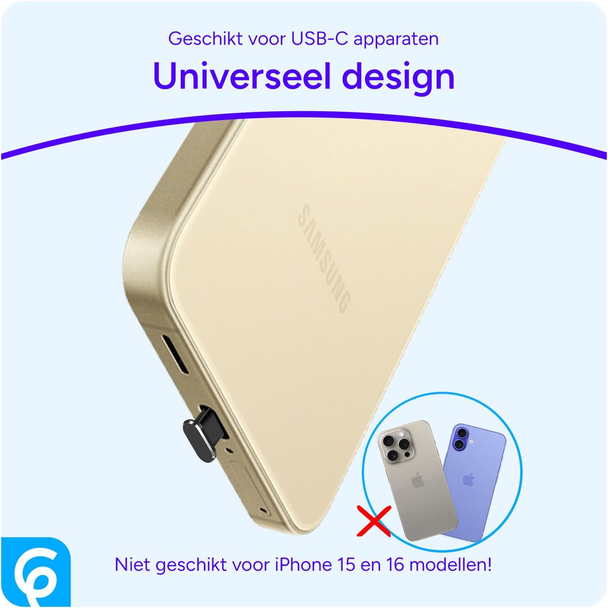 USB-C stofdichte plug 2-pack voor smartphone, tablet, MacBook, laptop – zwart kapje tegen vuil en water - Afbeelding 3