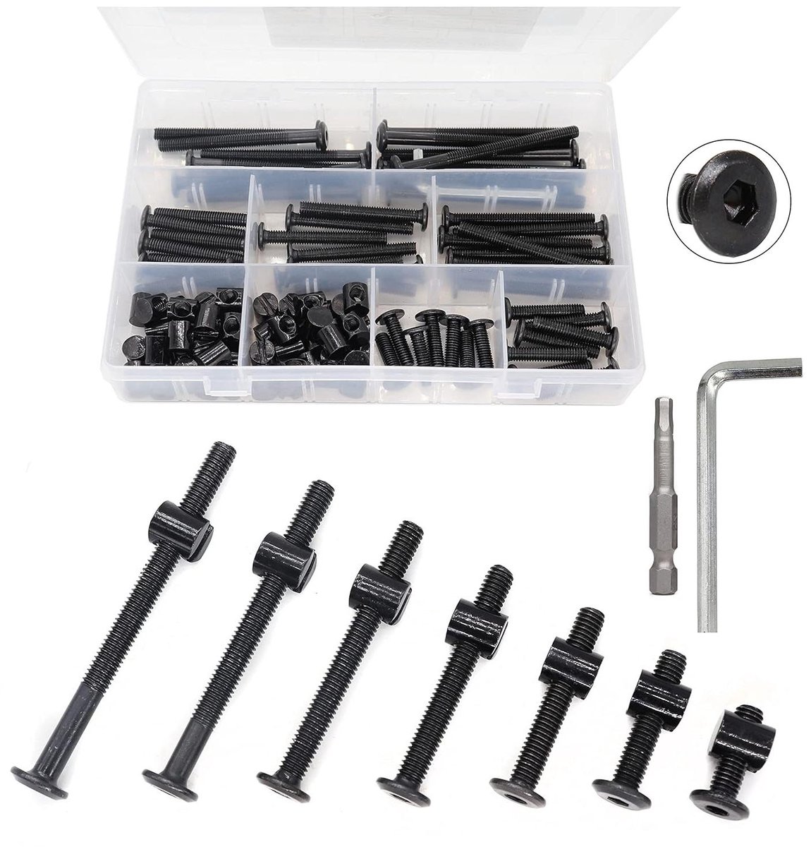 Wieg Schroeven Kit - Reparatieset Meubels - Babybed Monteren - Universele Pasvorm - 100 Stuks - Zwart