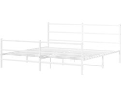 Metalen Bedframe - Ledikant Tweepersoons - Slaapkamer Inrichting - Robuuste Staalconstructie - 200x200 cm - Wit