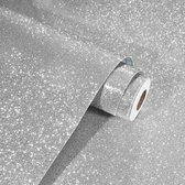 Zilver Glitter Behang - Zelfklevend Vinyl - Muur Decoratie - Waterdicht & Vlekbestendig - 40cm x 200cm - Zilver
