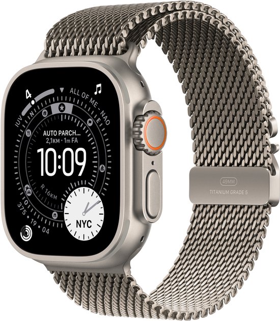 Apple Watch Ultra 3 Cellular 49mm Natural Titanium Case with Natural Titanium Milanese Loop - Small