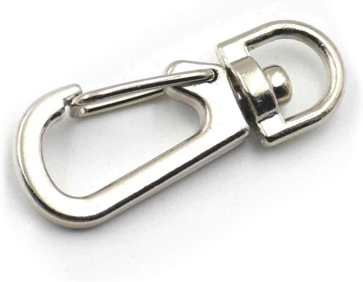 Metalen Karabijnhaken - Draaibare Sluitingen - Tas Accessoires - 360 Graden Draaibaar - 50 Stuks - Nikkel