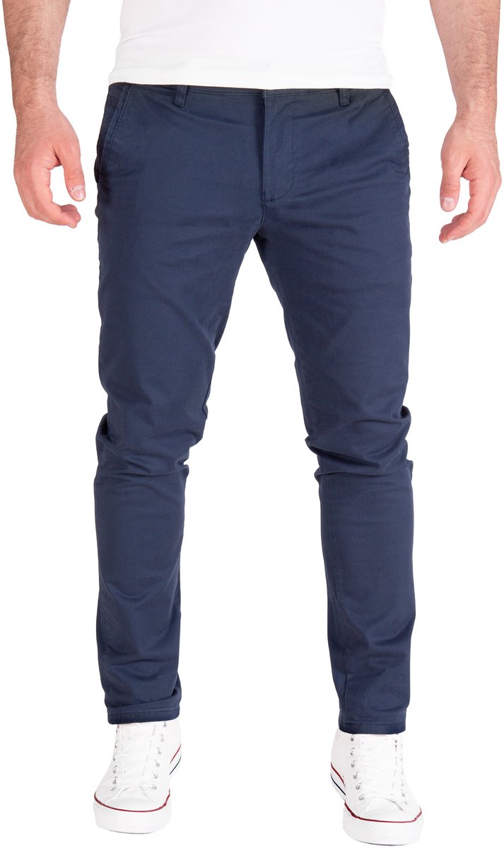 PITTMAN Heren Chinobroek Derrick – Slim Fit – Katoen Stretch – Donkerblauw – 5-pocket