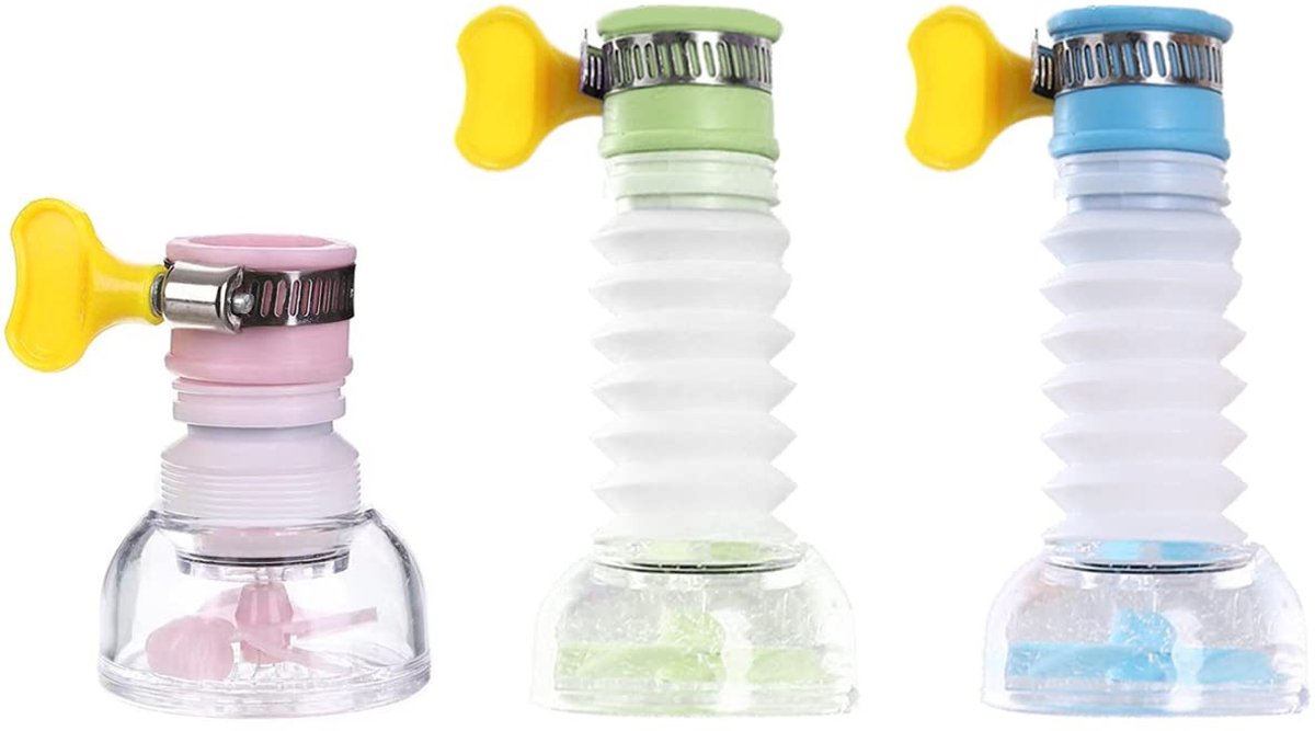 Allecto - 3-Delige Keukenkraan Nozzle Set - Splashproof en Waterbesparend (Roze, Groen, Blauw)