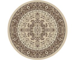 Nain Klassiek Medaillon - Rond - Laagpolig Oosters Vloerkleed - Vintage Tapijt - Creme- 300 CM Ø