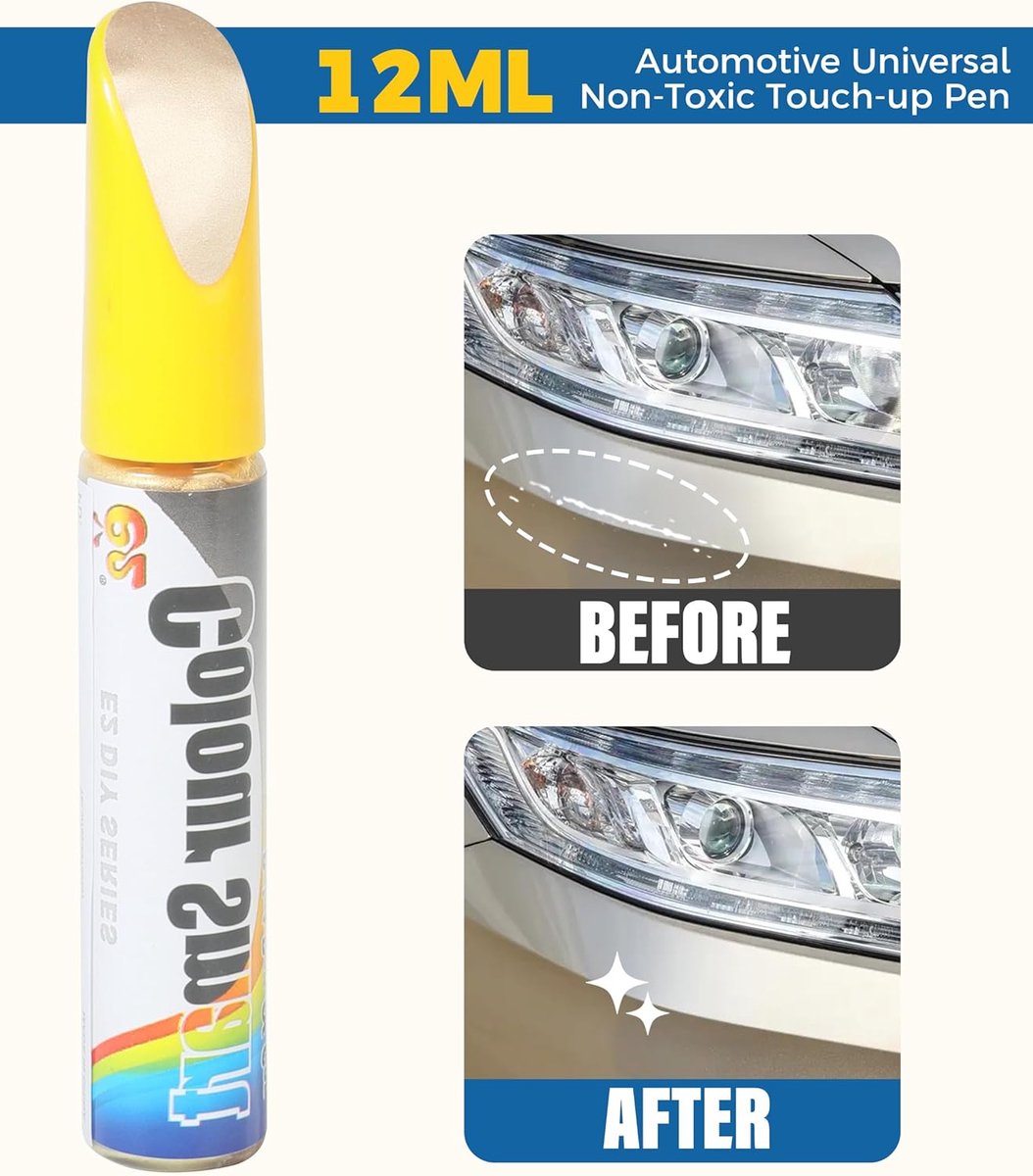 Krassenverwijderaar Auto - Lakstift Reparatie - Snelle Lakherstel - Waterdicht UV-bestendig - 1 ml - Goud – foto 5