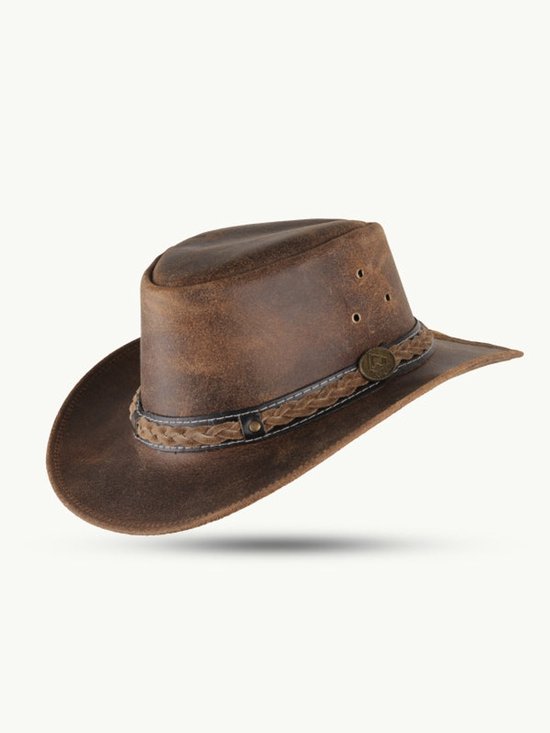 Chapeau en cuir Williams marron, L.