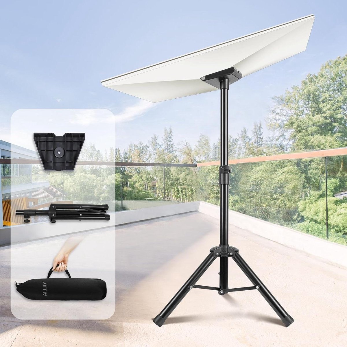 Draagbaar Starlink Statief - Opvouwbaar Metalen Statief - Mobiele Internetverbinding - Verstelbare Hoogte 60cm-120cm - Max 60kg Draagvermogen - Zwart