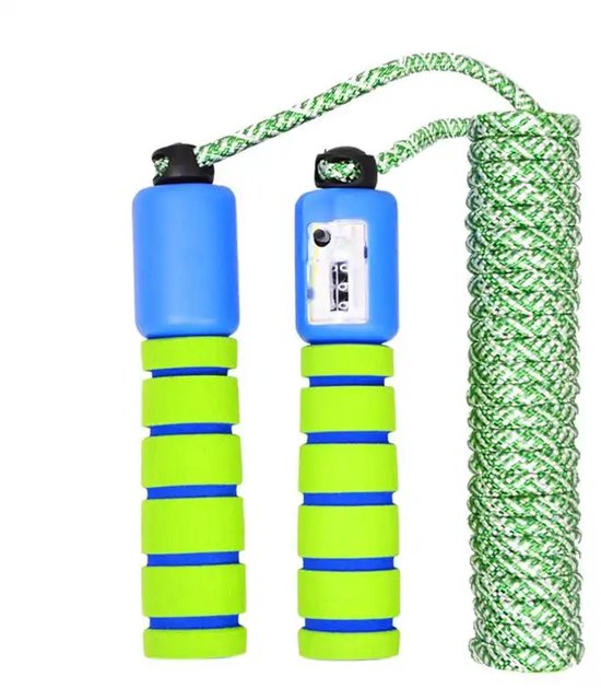 Kinder springtouw met teller, instelbare springsnelheid, geschikt voor jongens en meisjes als fitnessoefening (groen).