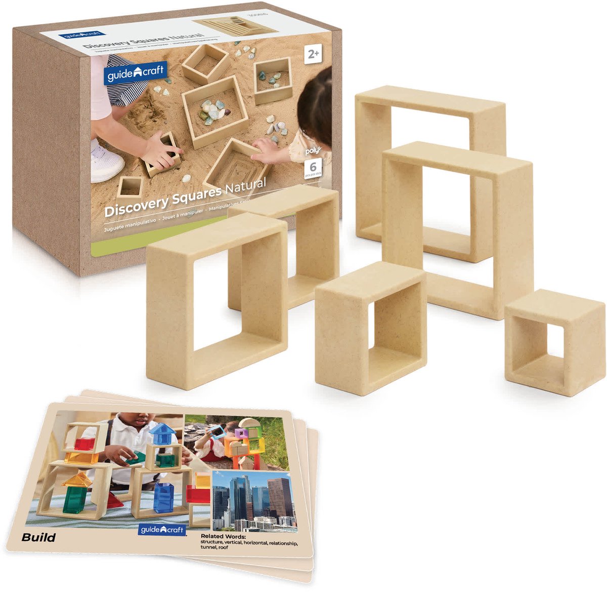 Guidecraft educatief speelgoed Discovery Squares - Natural multicolor karton.