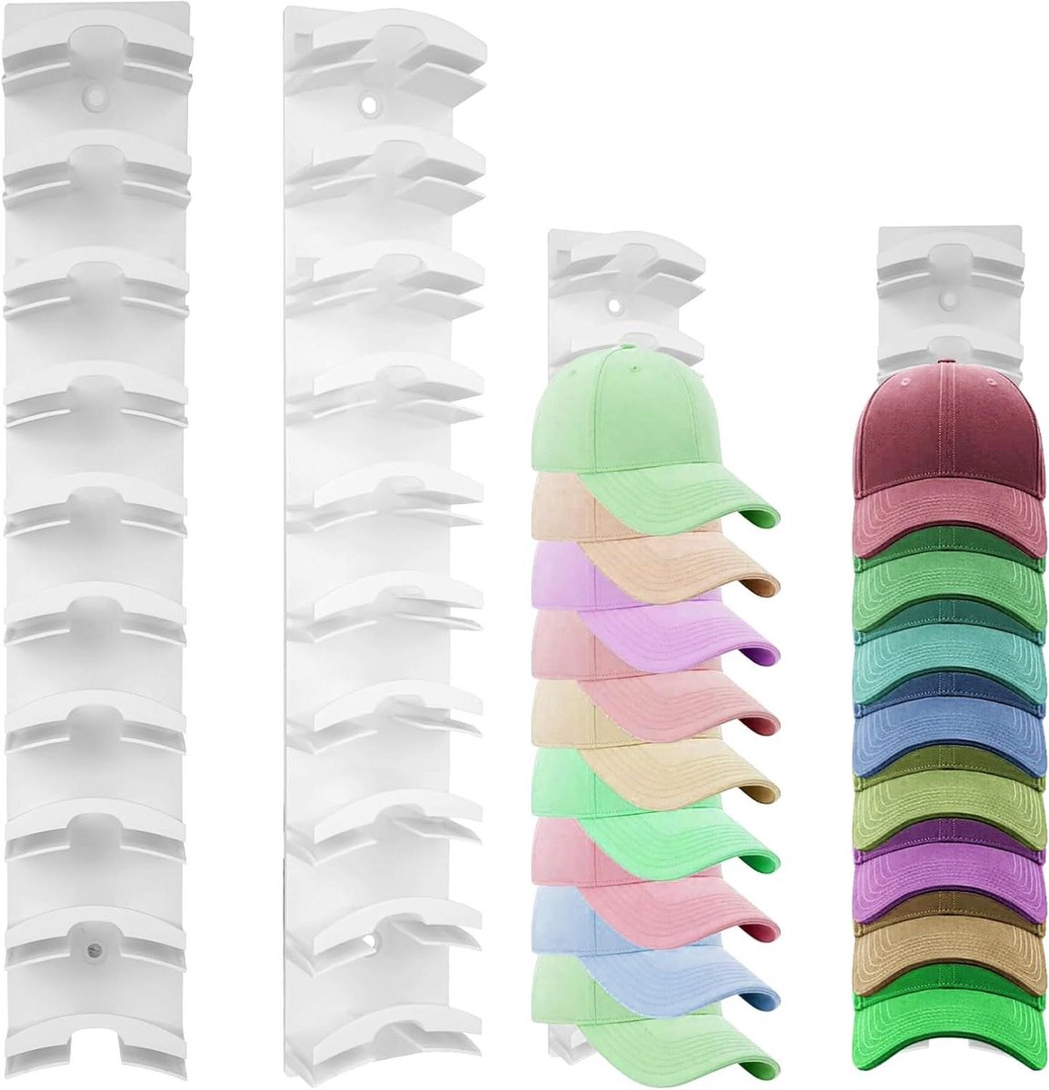Cap Organizer Set - Muts Houder - Muts Opslag - Ruimtebesparend 20 Muts - Set van 2 - Wit