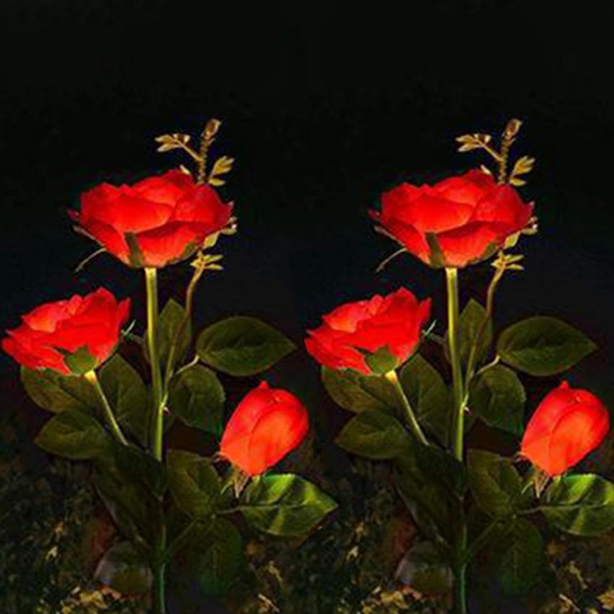 Zonnebloemlampen - Rozenlampen - Tuin Decoratie - Realistisch Bloemendecor - 70 cm Hoog - Rood