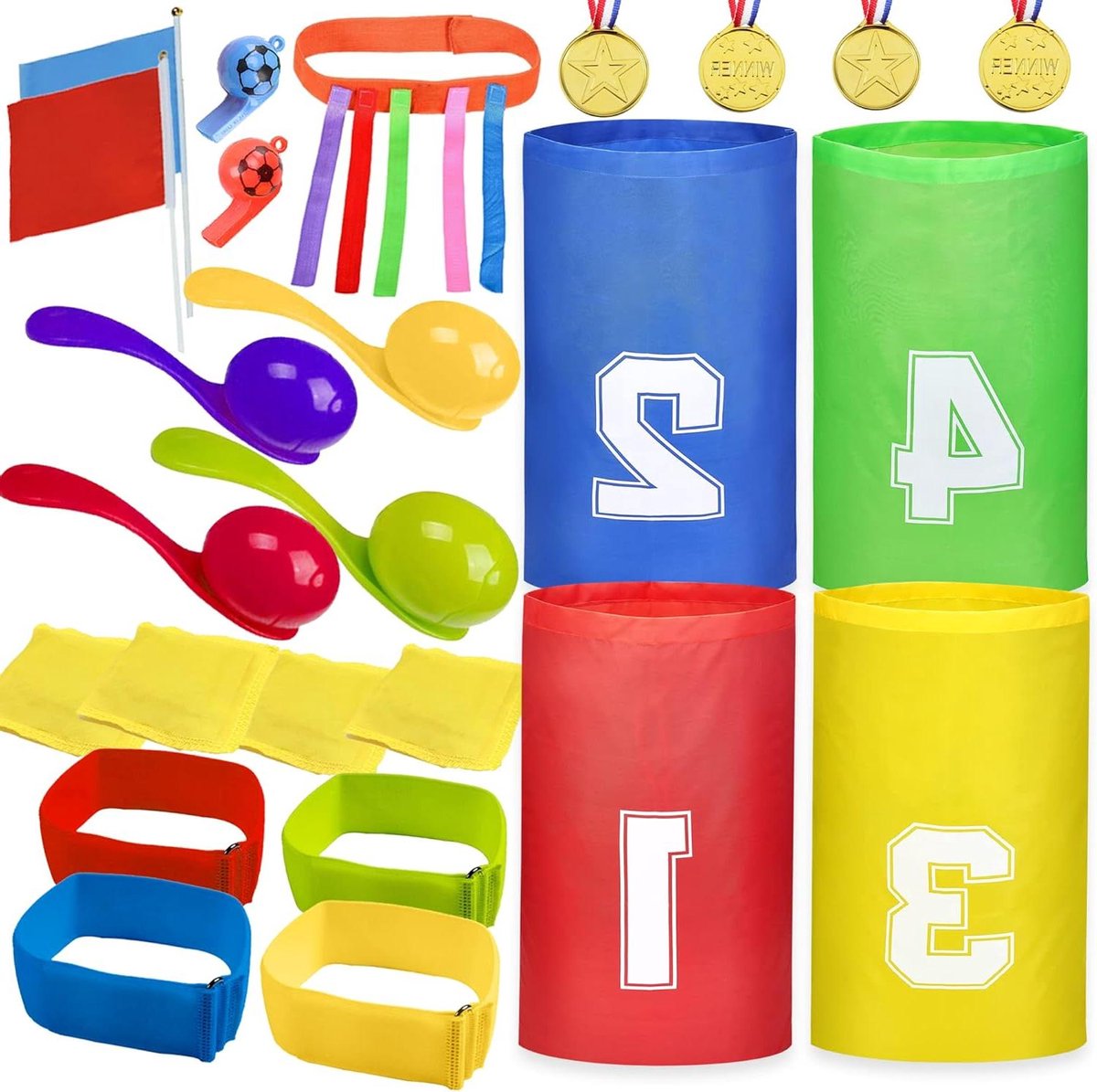 Buitenspel Set - Kinderfeest Spelletjes - Actieve Spelletjes - 20 Delige Set - Meerdere Kleuren