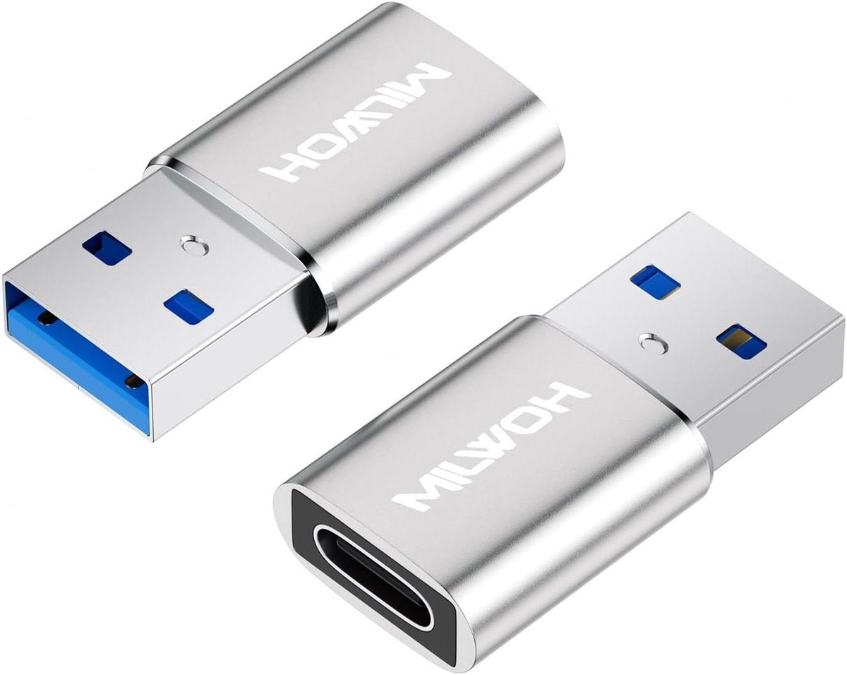 USB C naar USB Adapter - Type C Adapter - Snelladen en Data - Incl. Audio Uitgang - 2 Stuks