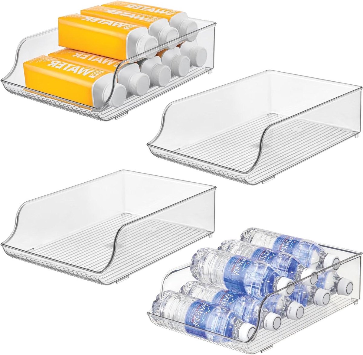 Fles Organizer - Drank Houder - Koelkast Ordenen - Schuin Ontwerp - 4 Stuks - Transparant