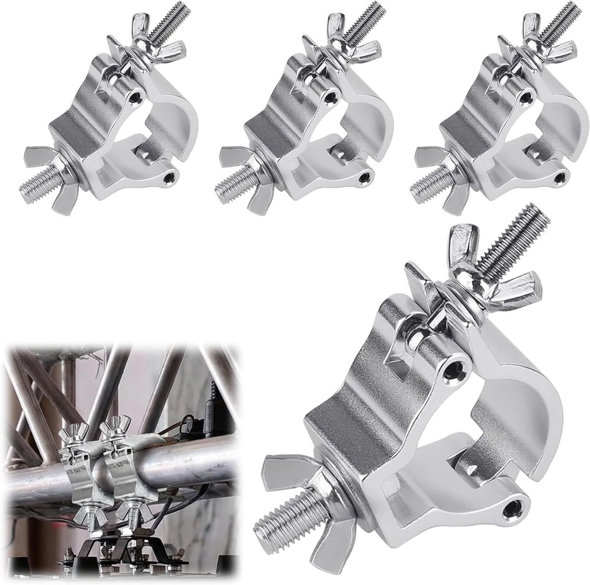 Dwarsklemmen 30-35 mm voor truss: Aluminium haakklem met 80 kg draagkracht voor podiumverlichting en evenementen