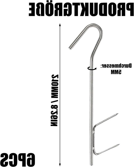 RVS Dubbele Haken van 21 cm voor het Roken van Worst, Vlees en Vis - Ideaal voor Rookoven en BBQ van rvs — afbeelding 5