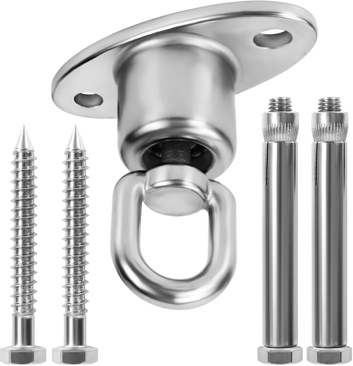 Dailygoody - Schommel Hanger - Roestvrij Staal - 540 kg Capaciteit - 360° Roterende Swivel Haak - Perfect voor Houten Schommels - Geschikt voor Yoga e...