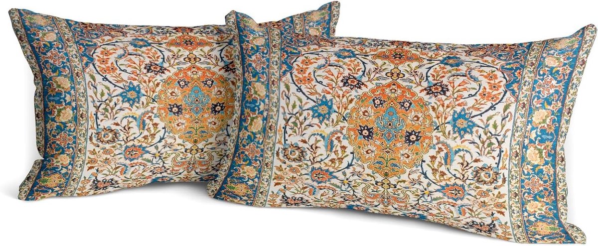 Set van 2 Decoratieve Kussenhoezen met Bloemenpatroon, 30x50cm, Bohemian Vintage Stijl voo