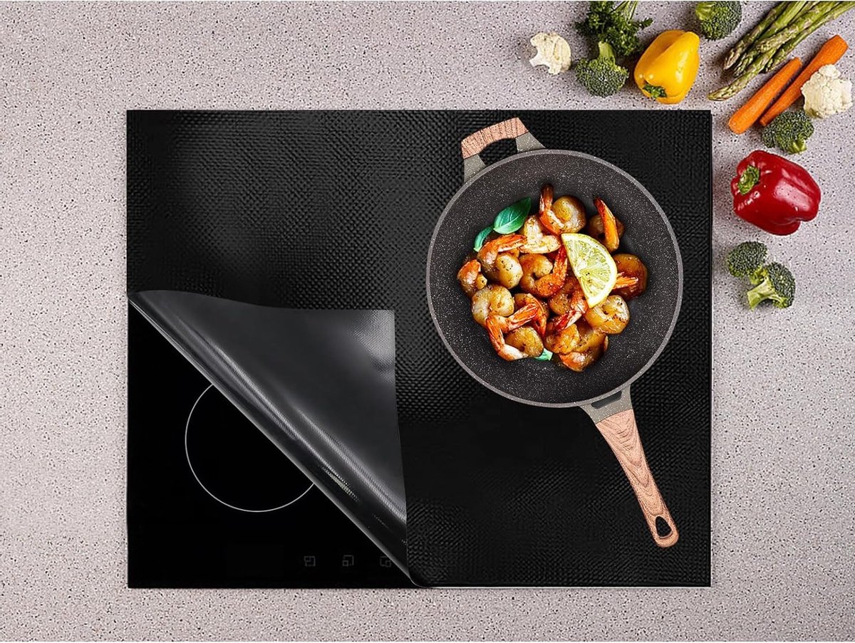 Grote siliconen beschermmat voor inductiekookplaat 52 x 61 cm - hittebestendig en antislip, ideaal voor kookplaatbescherming