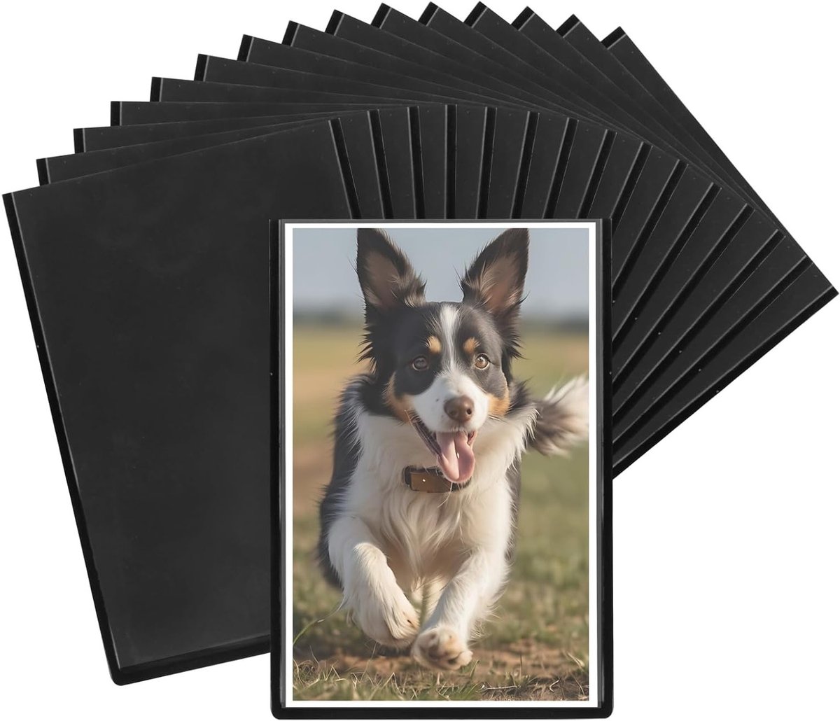 15 Stuks Magnetische Fotolijsten voor Polaroid en Instax Mini Film - Mini Fotolijsten voor Koelkast, Postkaarten en Herinneringen, 9.5 x 6.3 cm, Zwart