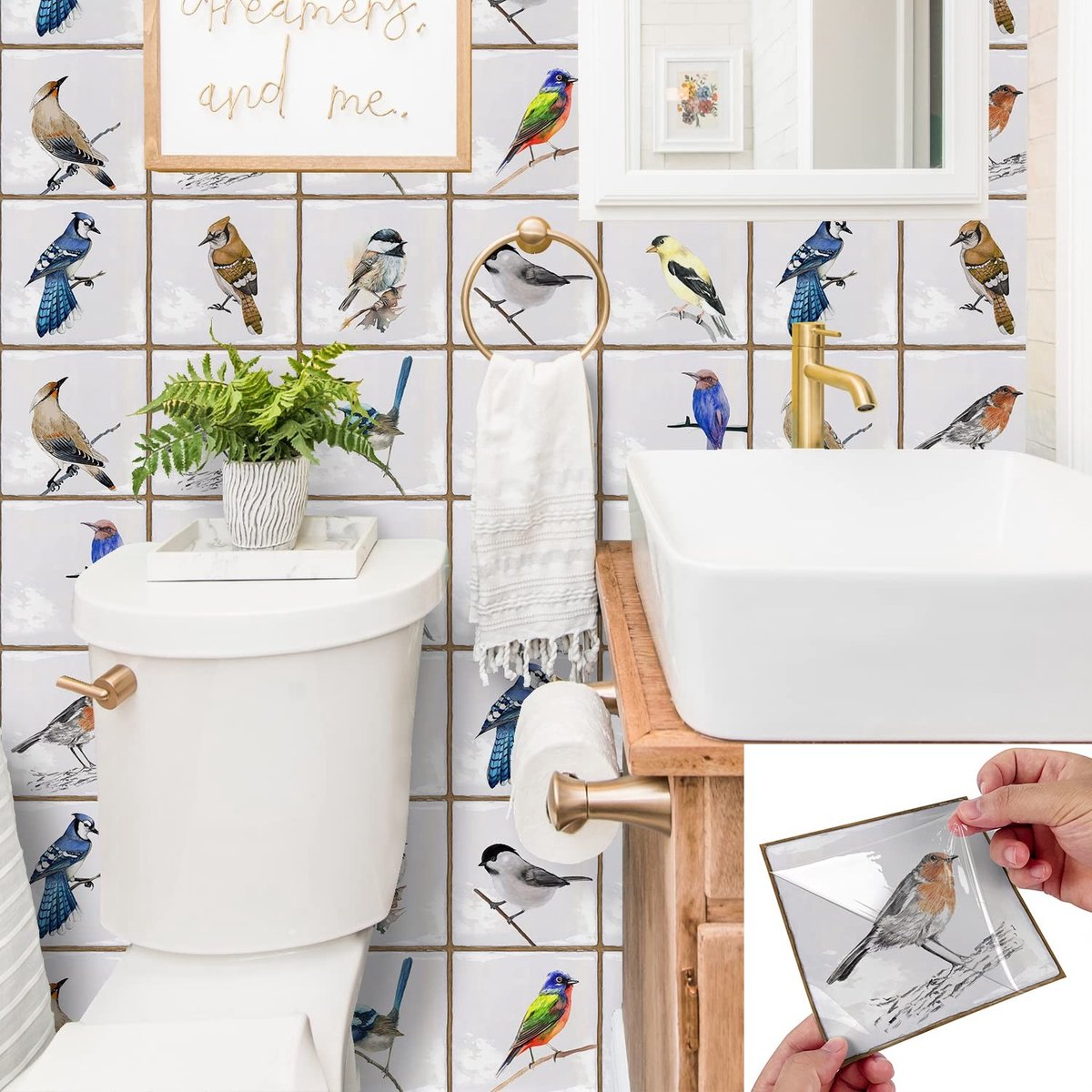 Jhubersproducts - Retro Tile Stickers - Peel & Stick Tegelstickers - 10 Stuks - Wit - Muurstickers - Voor Keuken en Badkamer - Eenvoudig te verwijdere