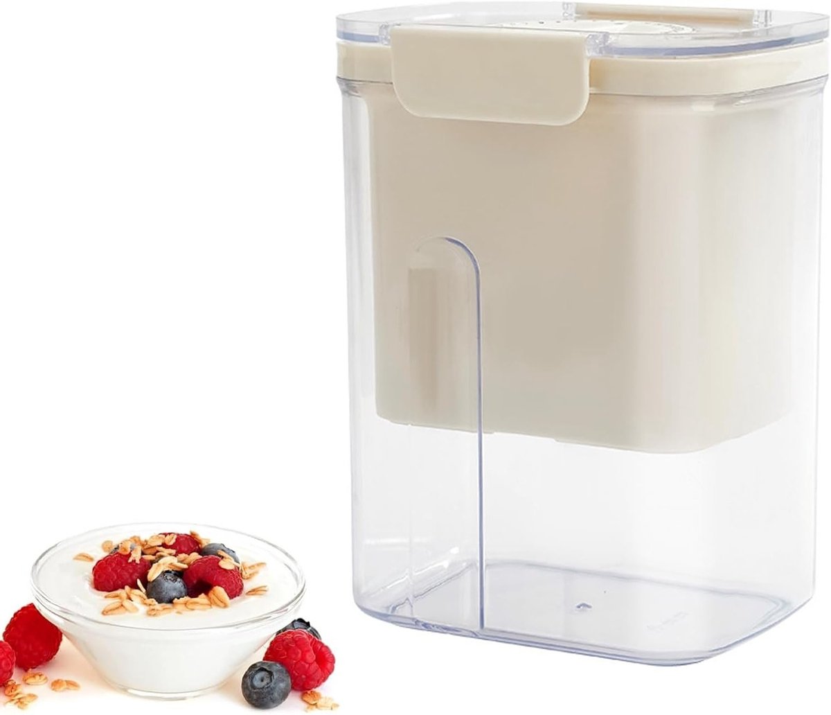 Yoghurtzeef voor het maken van Griekse yoghurt, kefir en sojamelk - ideaal voor het scheiden van serum en sap