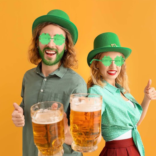 Dailygoody - Klavertje zonnebril - St. Patrick's Day feestaccessoires - Groen - Zonnebril voor kinderen en volwassenen - Ideaal voor feest en foto-rek... — afbeelding 4