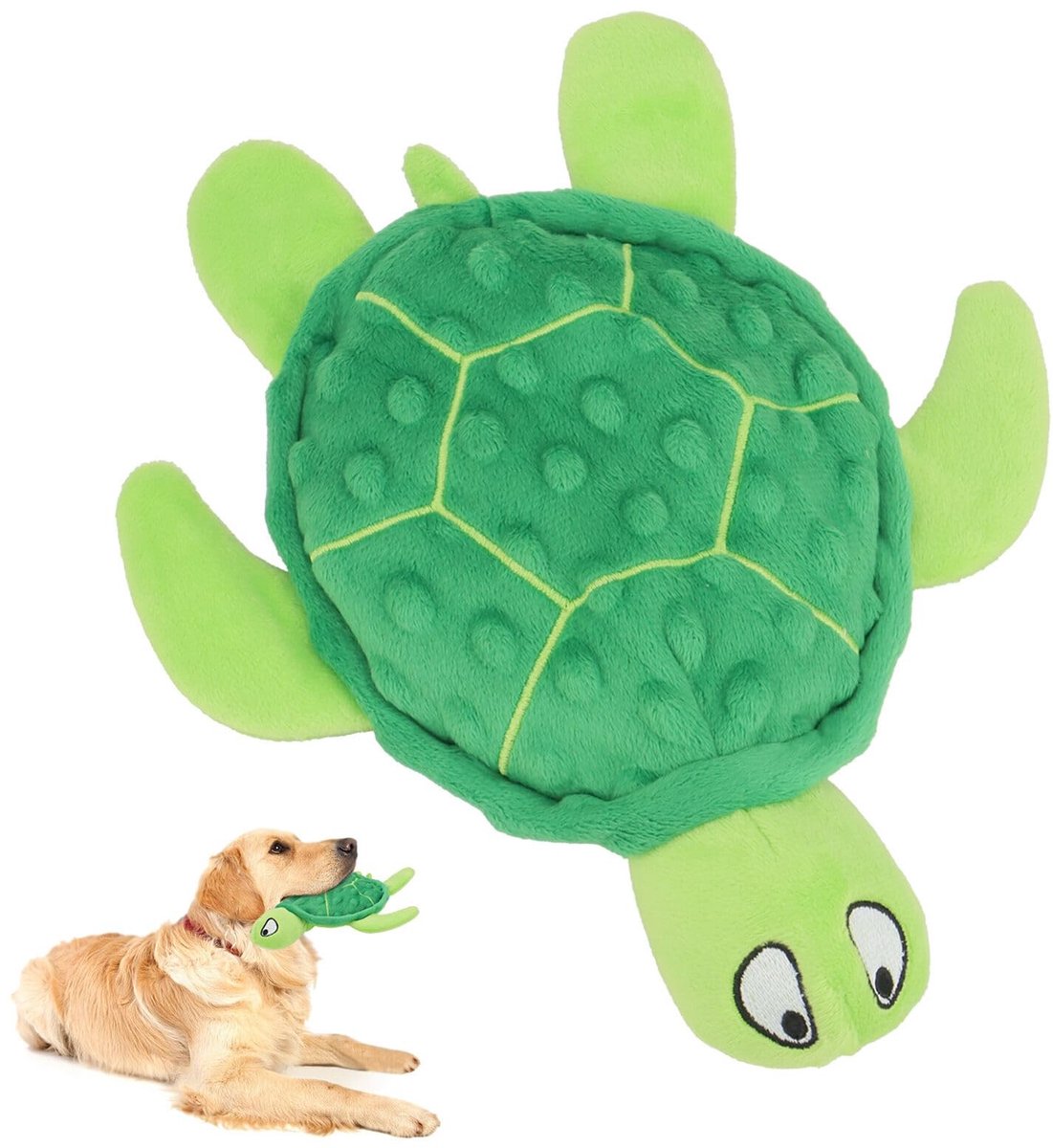 Dailygoody – hondenspeelgoed – interactief speelgoed – pluche zeeschildpad – groen – kauwspeelgoed voor puppy’s – geschikt voor kleine honden