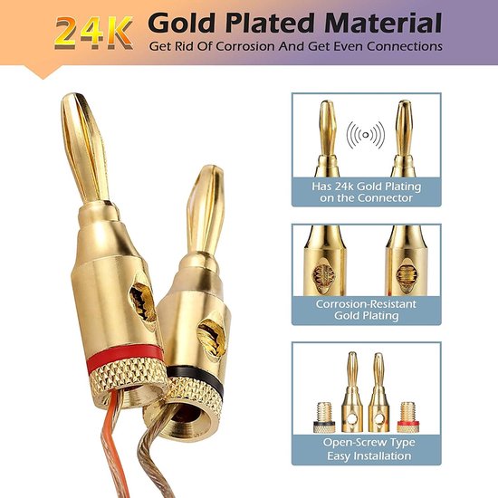 Dailygoody - Speaker Banana Plugs - 4mm - Veilig Verbinden - Home Cinema - Geluidskwaliteit - Eenvoudige Installatie - Geschikt voor luidsprekers - Mo — afbeelding 3