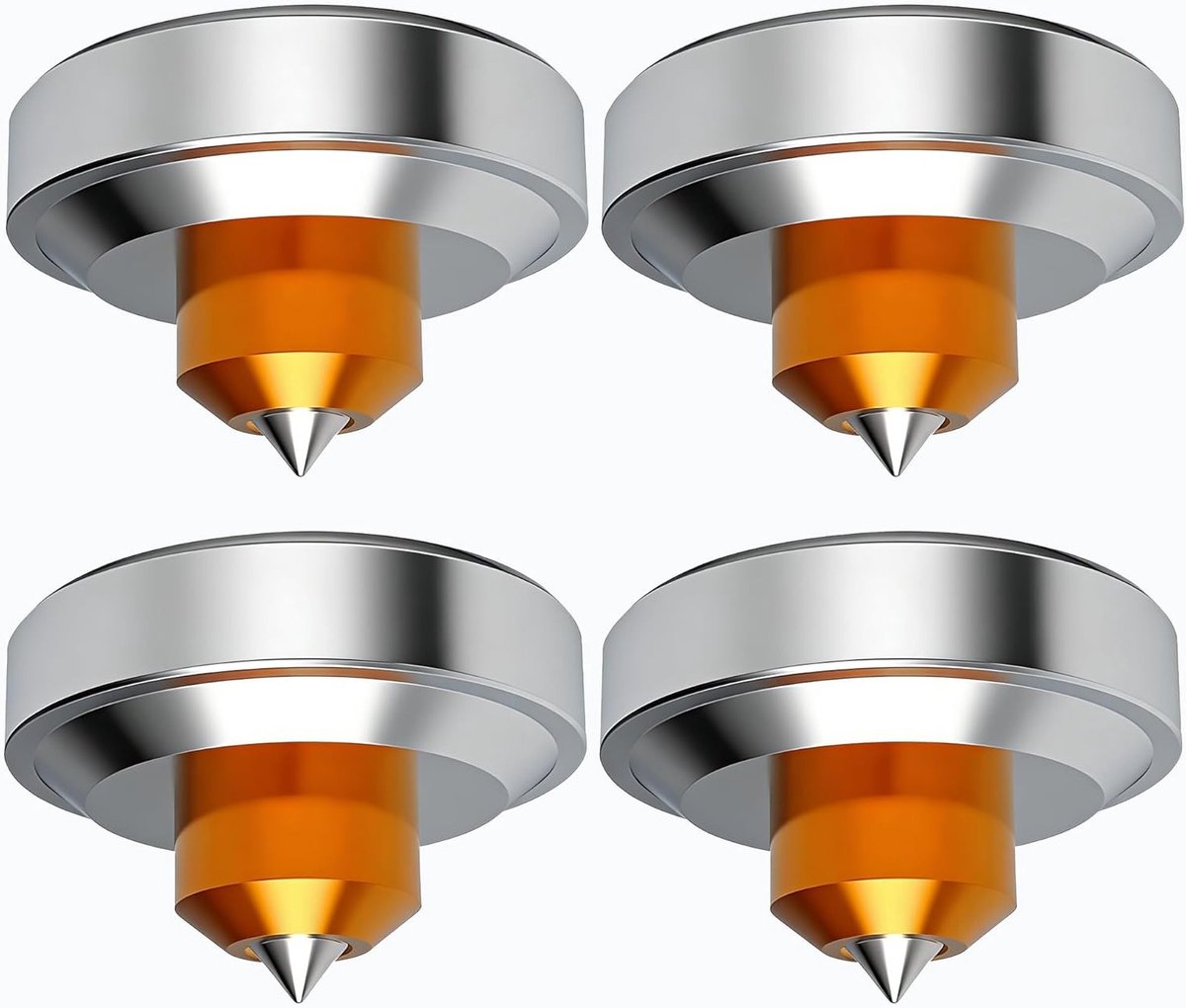 4x HiFi Speaker Spikes M4 Isolatie Basis, Absorberende Voeten, Aluminium Speakers, Verstelbare Hoogte, Vibration Dempers voor Subwoofer en Platenspeler (44x25mm)