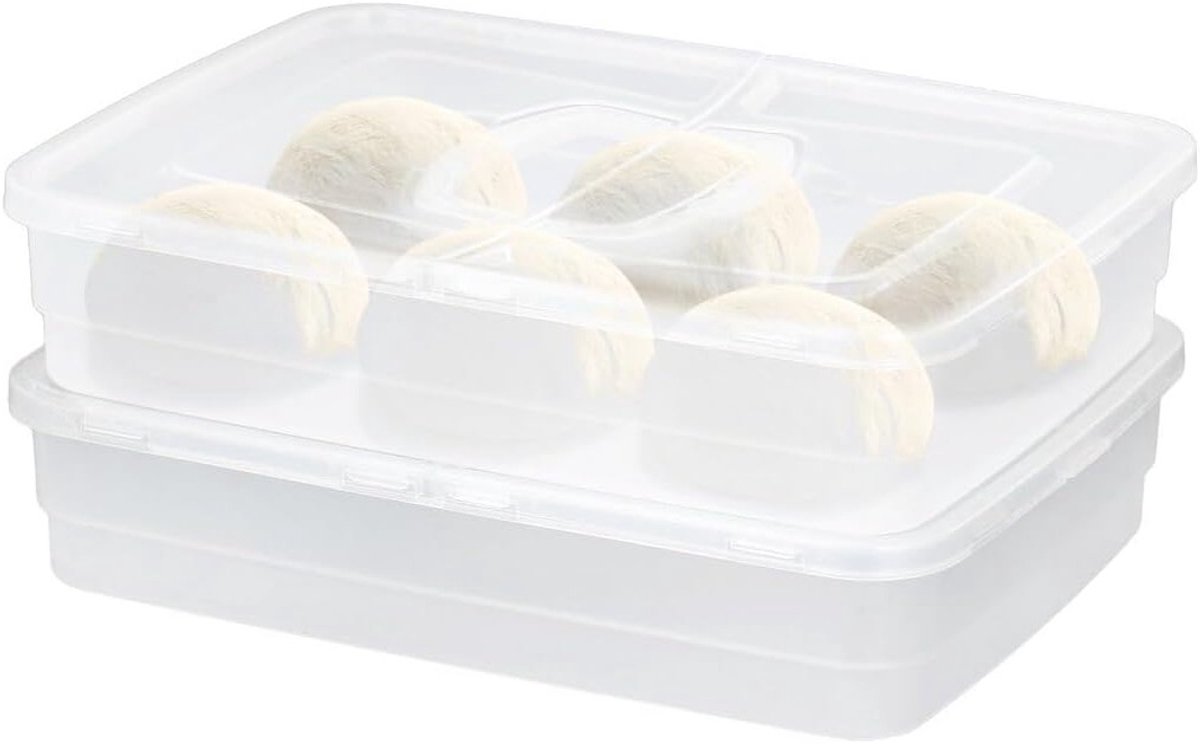 Set van 2 Transparante Pizza Deeghouders - Duurzame Opbergdozen voor Pizza Deeg, Grote Capaciteit en Handvatten voor Gemakkelijk Gebruik