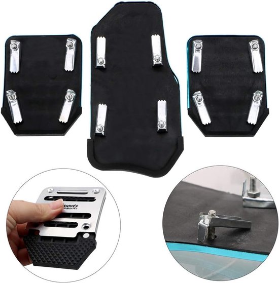 Auto Pedaal Covers - Voetsteun Set - Verbeterde Grip - Antislip Oppervlak - 3 Stuks - Zilver — afbeelding 2