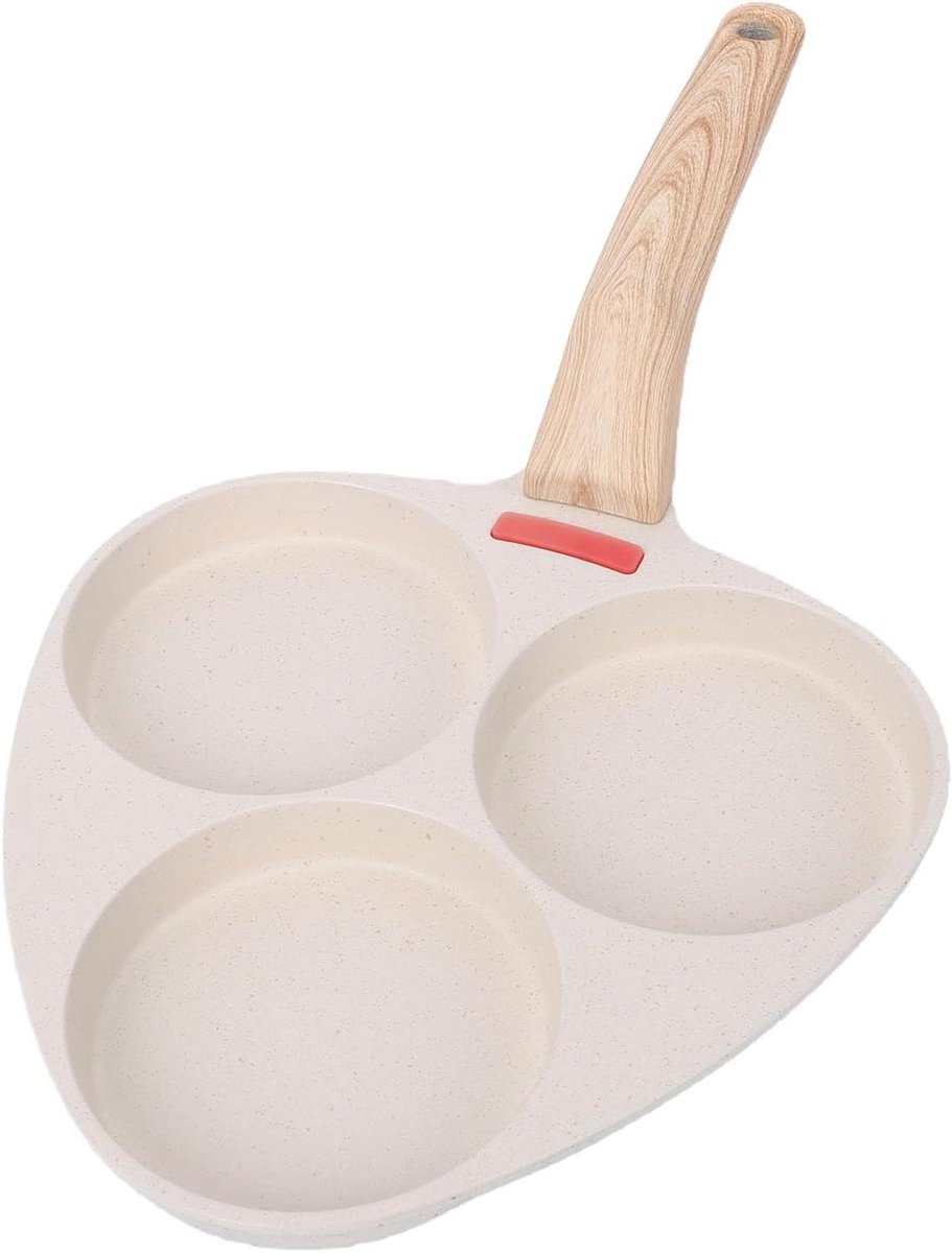 Koekenpan met 3 compartimenten - Ontbijtpan Omeletpan - Ontbijt Koken - Anti-aanbaklaag - 35x20cm - Zwart