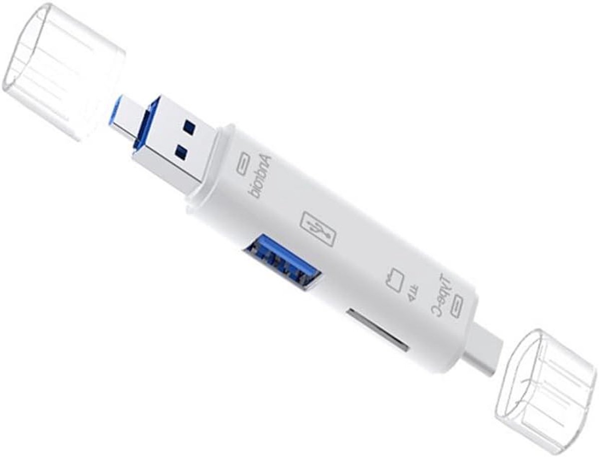 Kaartlezer - Geheugenkaartlezer USB - Bestanden Overzetten - OTG Functie - USB 2.0 Type C - Wit
