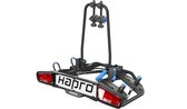 Zwarte fietsendrager met blauwe accenten en HAPRO logo.