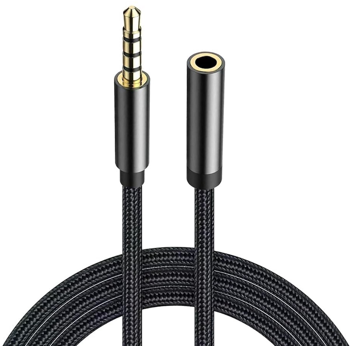 MTTProducts - 5 m Braided Nylon Stereo Extension Cable - 3.5 mm Jack - Hoogwaardige geluidsverbetering - 5 meter - Voor Headphones - Ideaal voor thuis ...